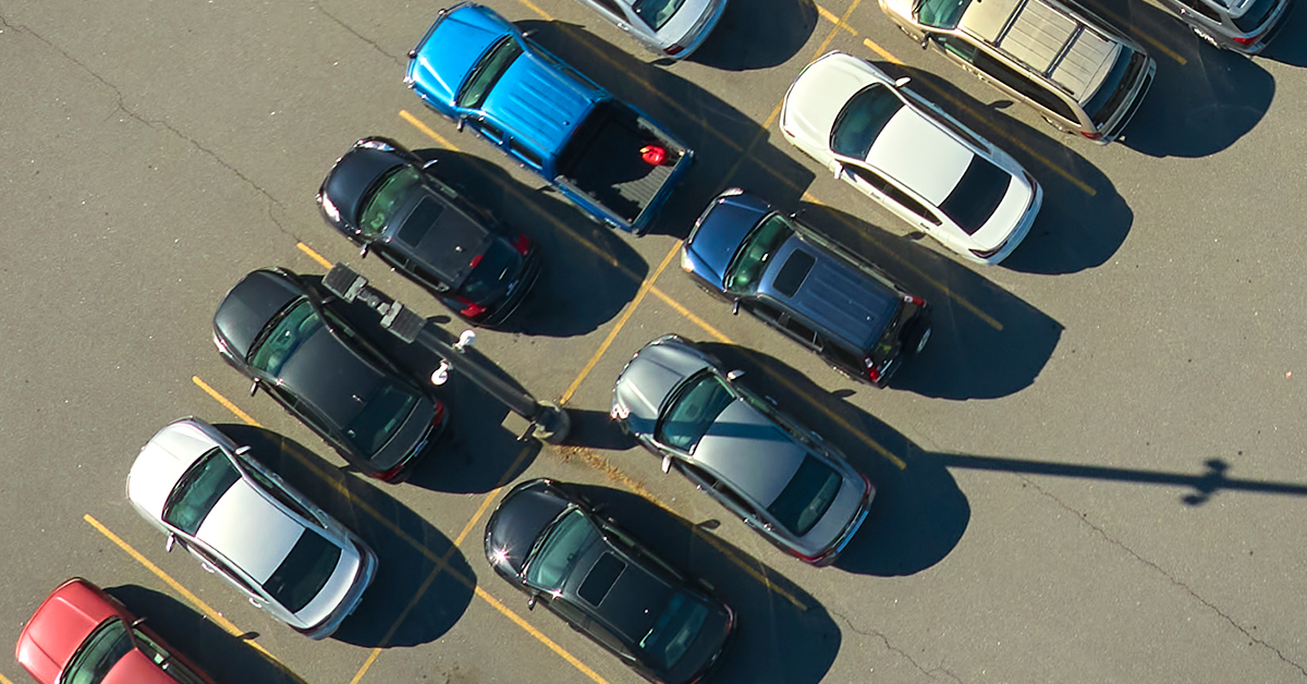 View of car parking area from above